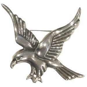Vintage Mexican Eagle Brooch Pin, 925 Sterling Silver, Unworn pristine Condition